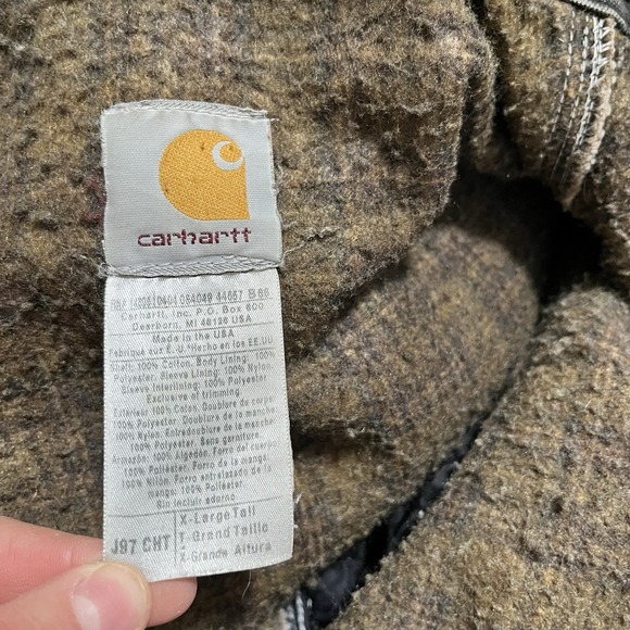 VTG Carhartt Mens Detroit Blanket Lined Canvas Jacket Size XLT Distressed‎ J97 - Picture 12 of 16